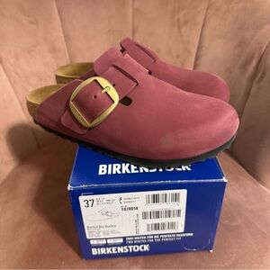 Birkenstock Boston Big Buckle Clogs in Berry Crush.